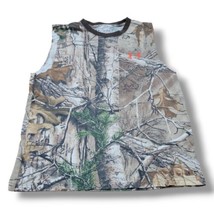 Under Armour Shirt Size Medium M Youth Loose HeatGear Real Tree  Sleeveless Camo - £19.47 GBP