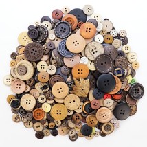 600 Pcs Assorted Sizes Wooden Buttons Mixed Colors Coconut Shell Wood Handmade B - £14.22 GBP