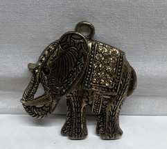 Gold Tone Rhinestones Animal Elephant Shape Pendant - $11.83