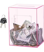 NEW Hicocool Clear Piggy Bank with Lock for Adults Kids Openable. PINK - $16.99