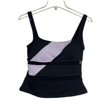 Merona Mesh Tankini Swim Top Size S Black Purple Colorblock Padded Sport... - €8,55 EUR