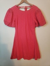 Free People Eyelet Mini Dress Women&#39;s SMALL Strawberry Sprite Tie Back - $46.74