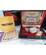vintage 21 JEWEL WALTHAM MEN&#39;S WATCH waterproof BOX + CASE + TAG + PAPER... - £257.86 GBP