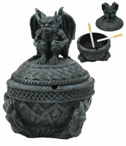 Medieval Dragon Claw Gripping Celtic Orb With Gothic Gargoyle Ashtray Statue - £18.43 GBP