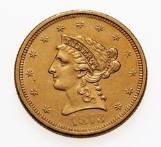 1873 Open 3 G$2.50 Gold Liberty Quarter Eagle in Unc Condition - $1,203.30