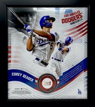 COREY SEAGER Dodgers Framed 15&quot; x 17&quot; Game Used Baseball Collage LE 5/50 - £231.97 GBP