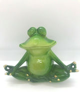 Yoga Frog Figurine Set of 2 Lotus Pose Pond Life Green Poly Stone Garden Home image 3