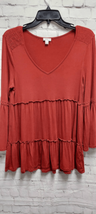 Spense V-Neck Bohemian Festival Ruched Blouse Tunic Top Womens Rust Stretch S - £4.73 GBP