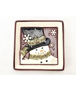 Vintage 5&quot; Square Appetizer/Snack Dish, Snowman Theme, Grasslands Road S... - £11.50 GBP