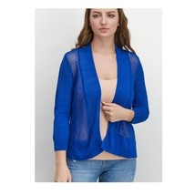 Alfani Womens S Cobalt Sea Blue Open Front Knit Striped Back Sweater NWT AN67 - £19.40 GBP