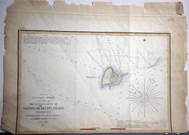 Us Coast Survey Map 1854 Washington Smith&#39;s Island - £10.65 GBP