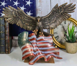 Wings Of Glory Bald Eagle Clutching Star Spangled Banner American Flag Figurine - £71.93 GBP