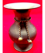 Vintage Small Brass Rope Tassel Vase Made in India 5 x 3 - $188.96 MXN