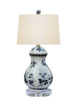 Blue and White Floral Oval Porcelain Table Lamp 22&quot; - £197.02 GBP