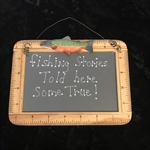 &quot;Fishing Stories Told Here.some True&quot; Hand Painted Rectangular Wood Sign - £4.60 GBP