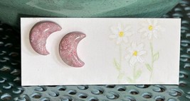 From my “Littles Collection” Pink Marble Moons Polymer Clay Earrings Posts - £6.12 GBP