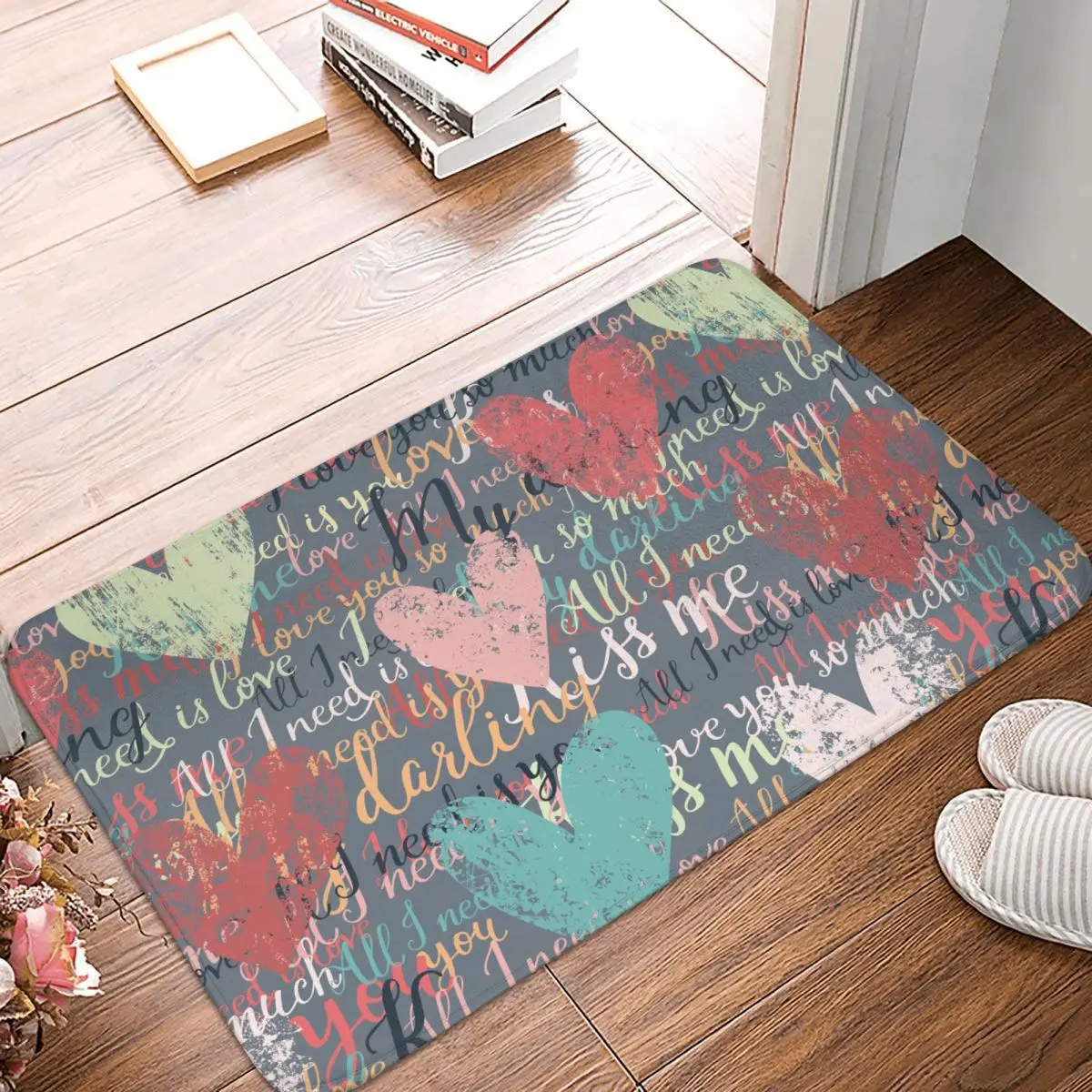 Non-Slip Carpet I Love You So Much Doormat Bedroom Bathroom Mat Entrance Door Fl - £12.76 GBP