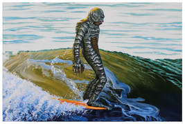 Creeping On The Nose Mike Bell Art Print Lithograph Sewer Monster Surfing - £15.63 GBP+