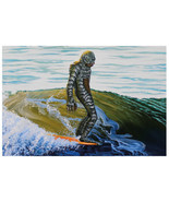 Creeping On The Nose Mike Bell Art Print Lithograph Sewer Monster Surfing - $20.00+