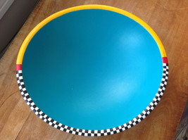 12&quot; x 13&quot; Hand Painted Wooden Bowl Modern Contemporary Aqua Turquoise Color - £16.55 GBP