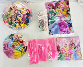 Disney Princess Party Decoration Plates Cups Table Cloth Napkins Forks S... - £12.30 GBP