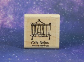Crib Notes, Baby, Wood Mounted Rubber Stamp, Stampin&#39; Up! Very Punny 2007 Euc - £3.39 GBP