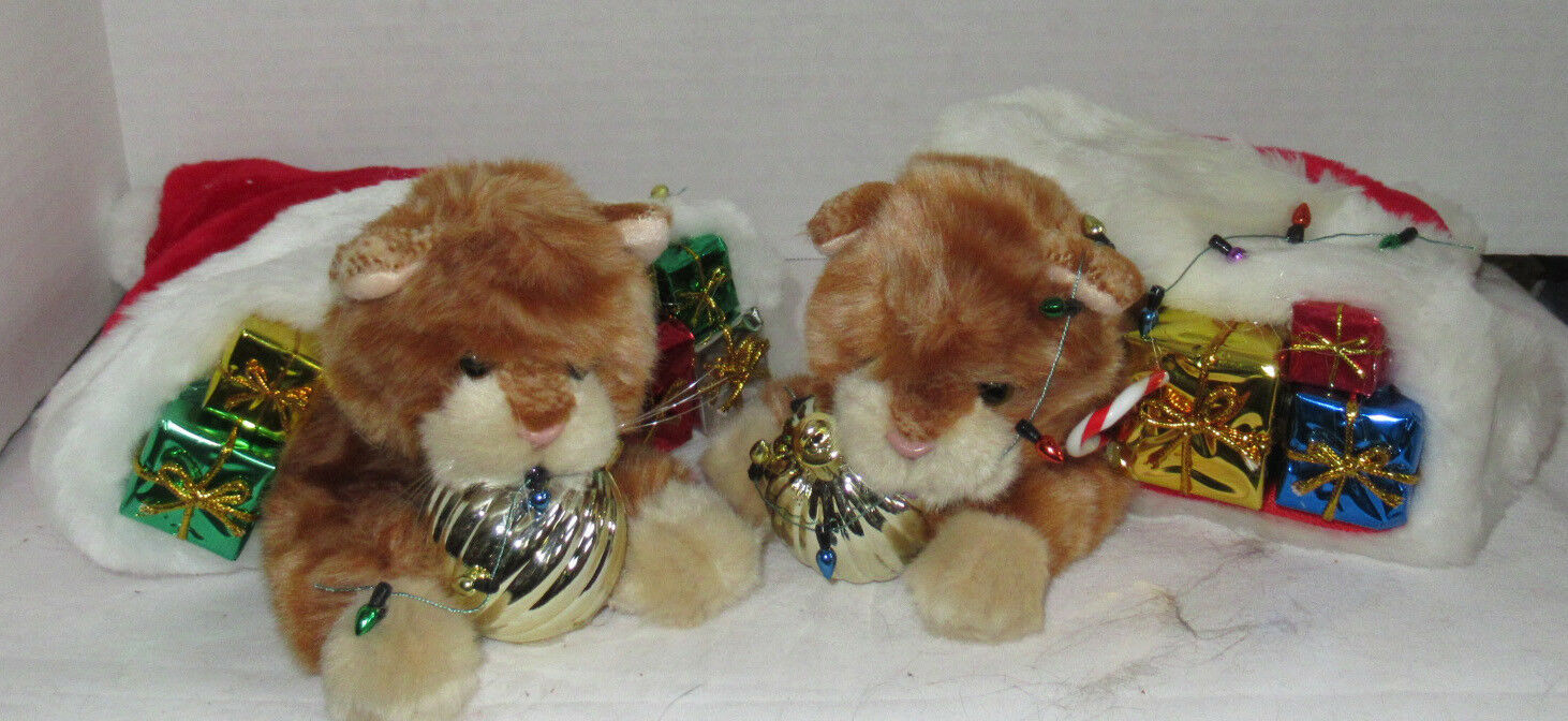 Russ Berrie Stuffed animal SWEET PEA Orange Tabby Cat Kitten Xmas Decoration - $25.42