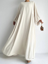 Solid Color Plus Gown, Long-sleeve Loose Dress, Women&#39;s Boho Dress - £39.08 GBP