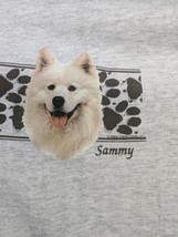 Vintage Hanes Samoyed Sammy T-Shirt Medium Gray Dog Pawprints NOS - $14.01