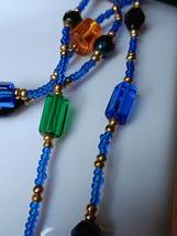 60&quot; Gorgeous Brite Blue Multi Glass Necklace - $80.00