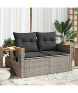 Patio Sofa with Cushions 2-Seater Gray Poly Rattan - $381.70 CAD