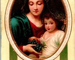 Vtg Postcard 1910s Unused A Happy Christmas Be Yours Mary &amp; Jesus Embossed - £6.27 GBP