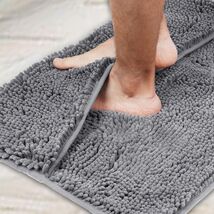 whatAMate Feet Dryer Bath Mat No Bend Chenille Rug Gray Non Slip Quick D... - $22.75