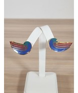 Laurel Burch “Rainbow Dove” Enamel Gold Metal Clip Earrings, Vintage Signed - £17.87 GBP