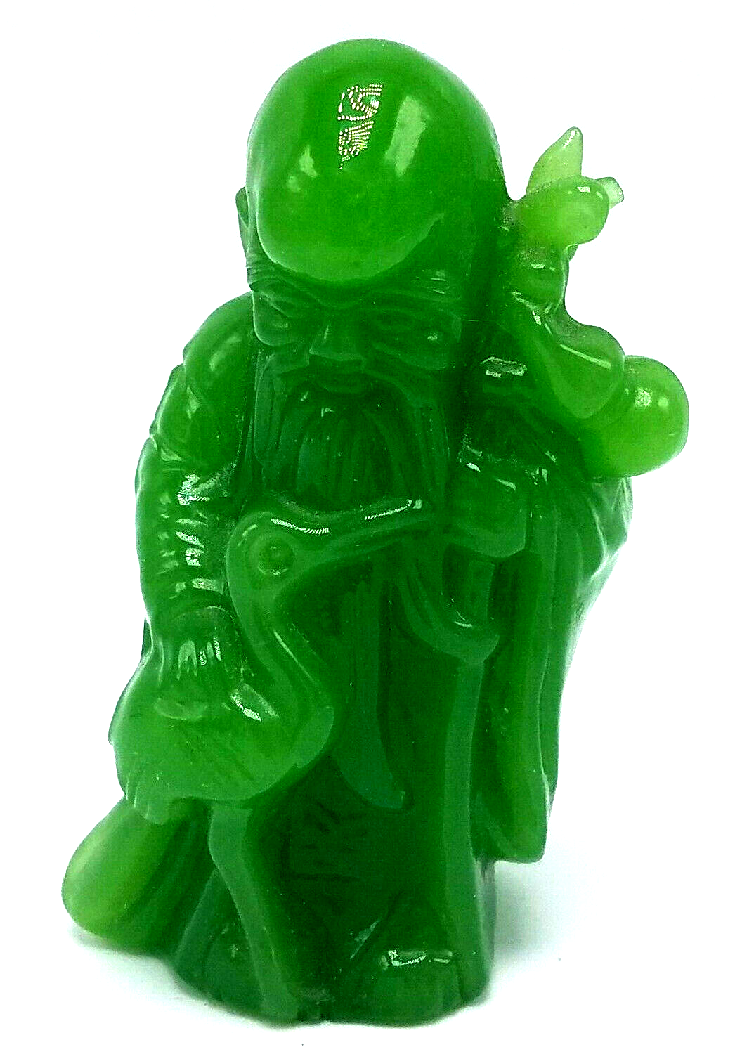 Antique Chinese Green Resin SHOU SHOUXING Carved Figurine Buddha Longevity - $21.73