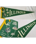 antique vintage felt pennant Illinois &quot;The Prairie State&quot; 26.5&quot; NICE COL... - $34.99