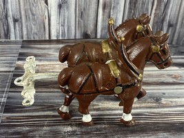 VINTAGE CAST IRON CLYDESDALE DRAFT HORSES FOR BEER WAGON SET OF 2 (A) - $23.25 CAD