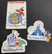 Lot of 3 Vintage Walt Disney World Magnets Guest of Honor Castle 25 years - $12.86