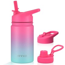 Kids Water Bottle With Straw, Insulated 12 Oz Water Bottle For Kids With... - £22.88 GBP