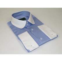 Men 100% Cotton Dress Shirt CIERO MONTERO Turkey 1A99-76 White Blue Slim Fit image 4