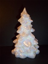 Mosser Glass Milk White Carnival Mother Of Pearl 5.5&quot; Christmas Tree Figurine - £27.77 GBP