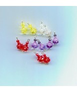 12 flower bead drops charms glass plastic bead pendants 10 piece 20mm long - £1.99 GBP