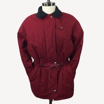 Vintage 90s London Fog Womens Red Gray Winter Coat Jacket Adjustable Size Medium - £70.48 GBP