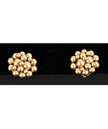 Vintage Gold Tone Clip On Brown and Off White Beaded Earrings - $20.79 CAD