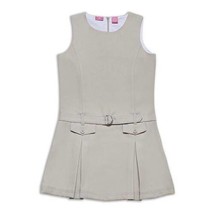 Girls Dress Jumper School Uniform Dockers Beige Sleeveless Pleated $36-sz 6X - £10.90 GBP