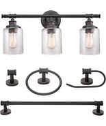 With Its Bronze Vanity, Three-Light Vanity Light, Seeded Glass, Towel Ba... - $108.93