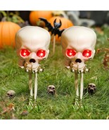 2 Pack Sound Activated Halloween Decorations Skeleton Skull Stakes with ... - £37.09 GBP