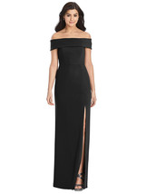 Dessy 3030...Cuffed Off-the-Shoulder Trumpet Gown....Black...Size 16...NWT - £82.75 GBP