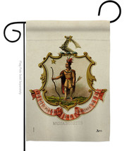 Coat Of Arms Massachusetts Garden Flag States 13 X18.5 Double-Sided House Banner - £15.92 GBP