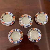 Set of 5 Woods &amp; Sons England Blue &amp; Rust WINCANTON  cups &amp; saucers - £28.90 GBP